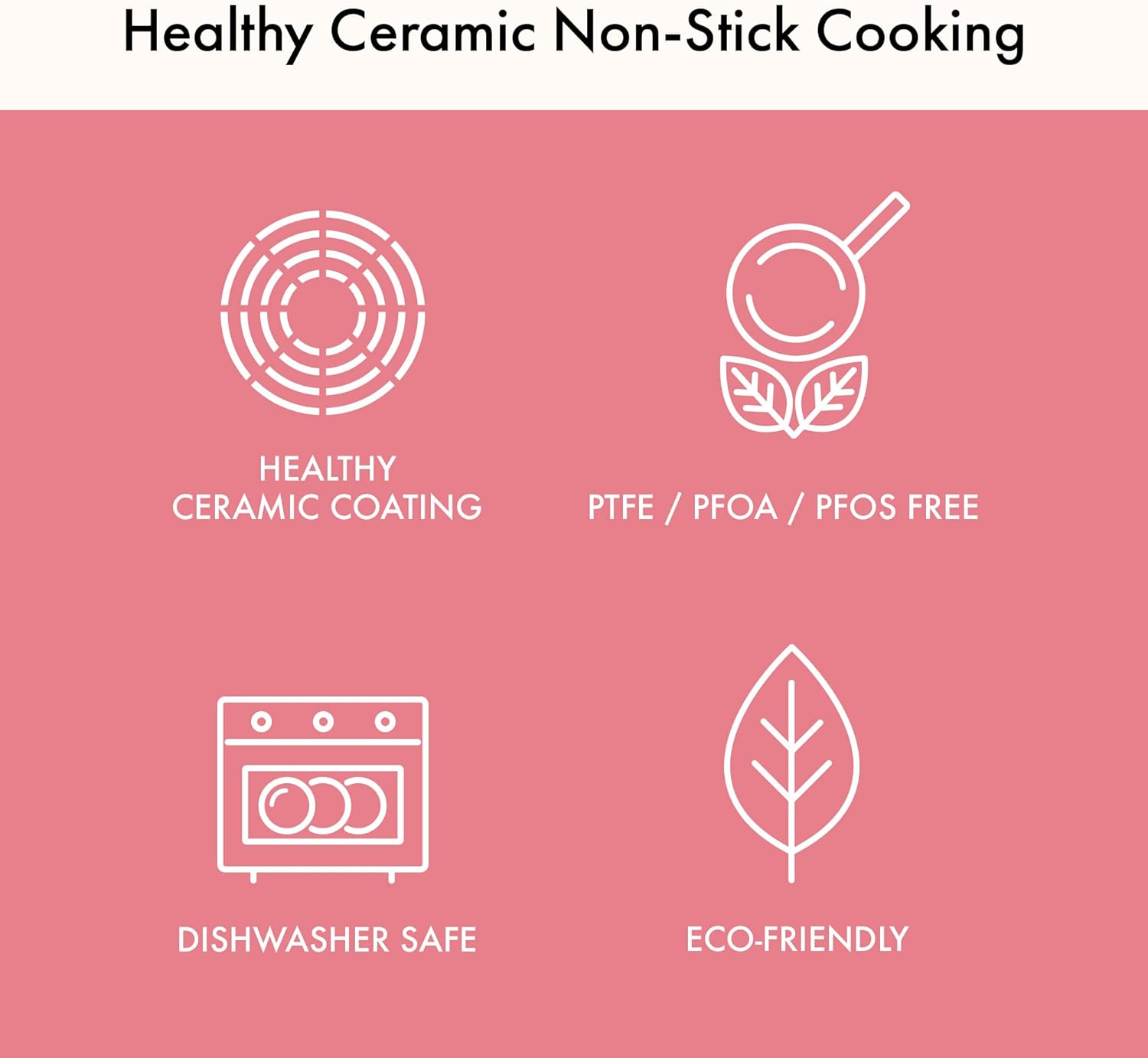 Neoflam Retro 5-Piece Ceramic Nonstick Cookware Set, PFOA Free Pots and Pans with Integrated Steam Vent Lid Knob Prevents Boil over and Heat Resistant Silicone Grips for Safer Cooking at Kitchen, Pink image number 6