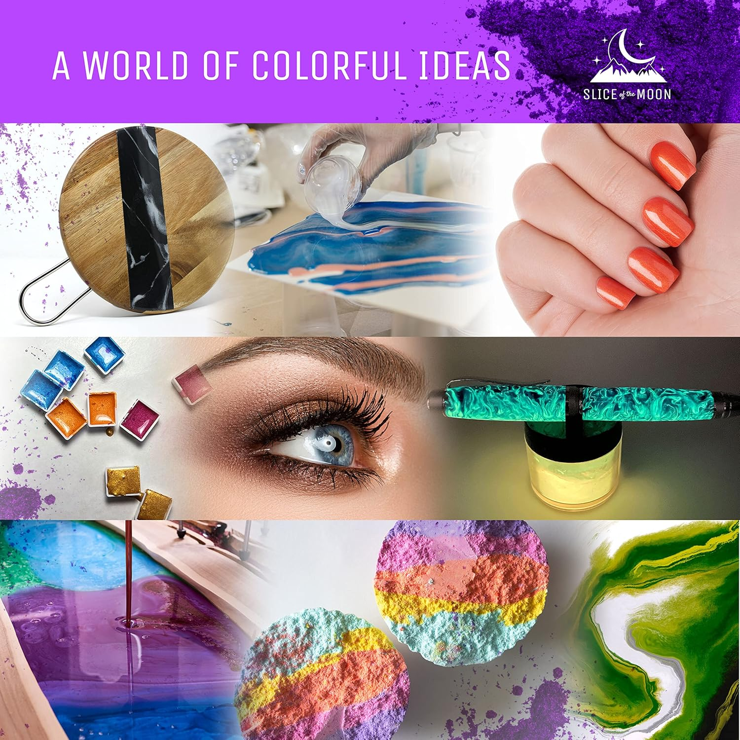 Slice of the Moon | Orange Natural Mineral Mica Powder, 0.42Oz (12G) | for Personal or Professional Use - Cosmetics, Epoxy Resin Projects, Nail Polish, Soaps, Bath Bombs, and Art Projects - Magic Red image number 2