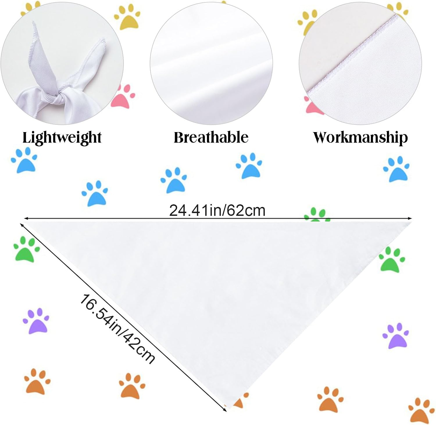 Blank Dog Bandanas, 36 Pack Solid Pet Triangle Scarf, White, DIY Triangle Dog Bandanas for Small, Medium and Large Dogs - 24Pcs image number 2