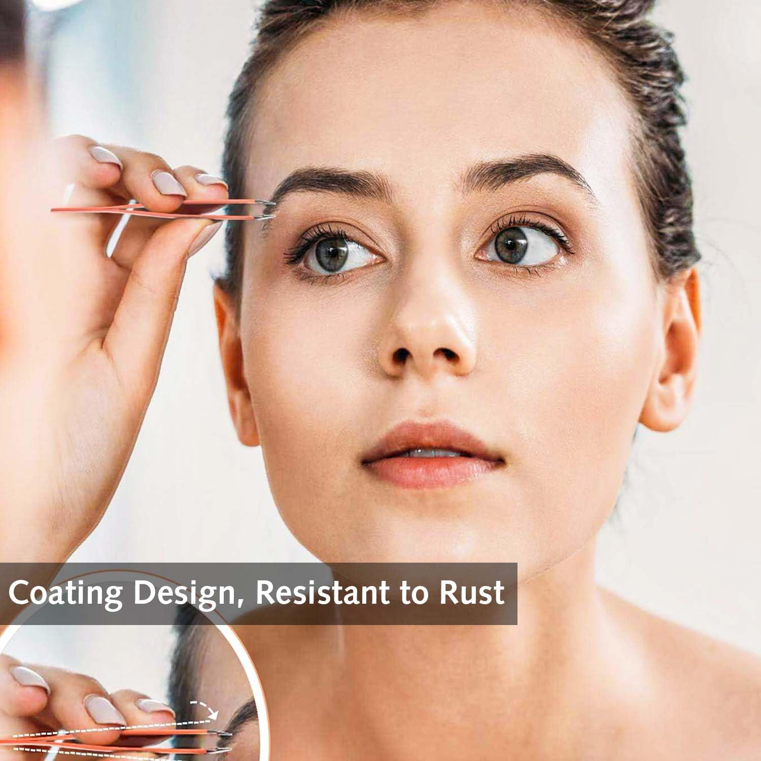 Stainless Steel Tweezers Set Eyebrow Plucker for Women Men Face Brow Chin Ingrown Hair 4 Pieces image number 6