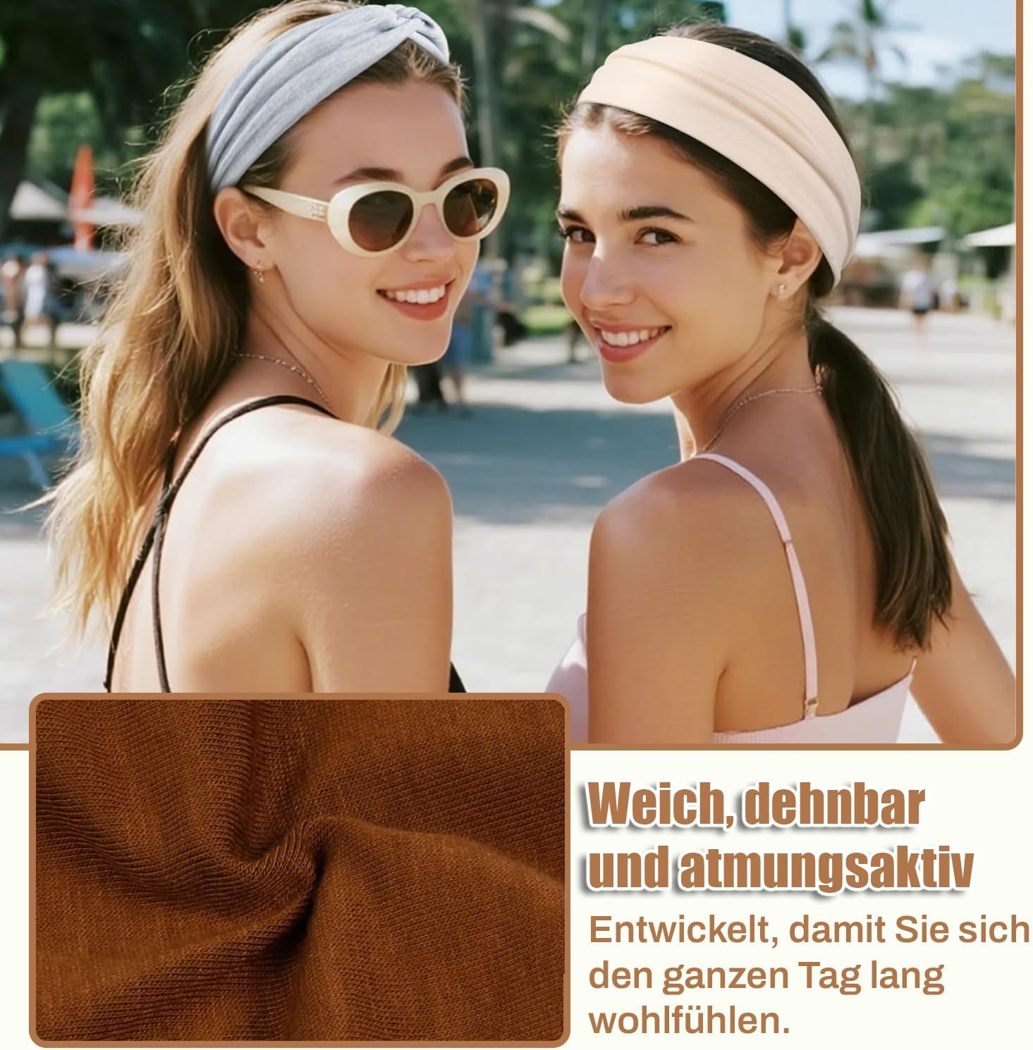 Norhogo Pack of 6 Elastic Headbands, Women'S Headband Elastic Wide Headbands, Headband Knot Sports Headwrap Headband Yoga Hair Accessories for Girls, Leopard Print, Plain image number 4