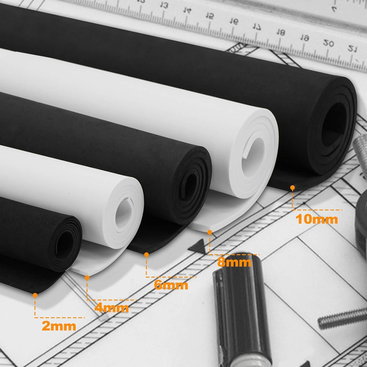 EVA Foam Roll - 10Mm Thick White Craft Foam Sheets - 15" X 39" Large Cosplay Foam Sheet - Ultra High Density 86 Kg/M&sup3; - Pliable & Elastic for Craft Projects Costume Cosplay Foam - by Biguphate image number 7