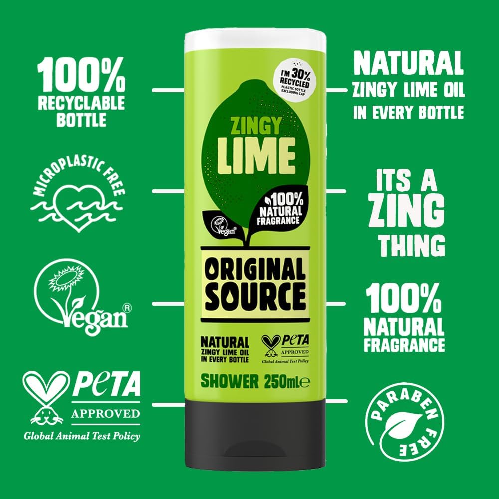 Original Source Zingy Lime Shower Gel, 6X250Ml image number 2