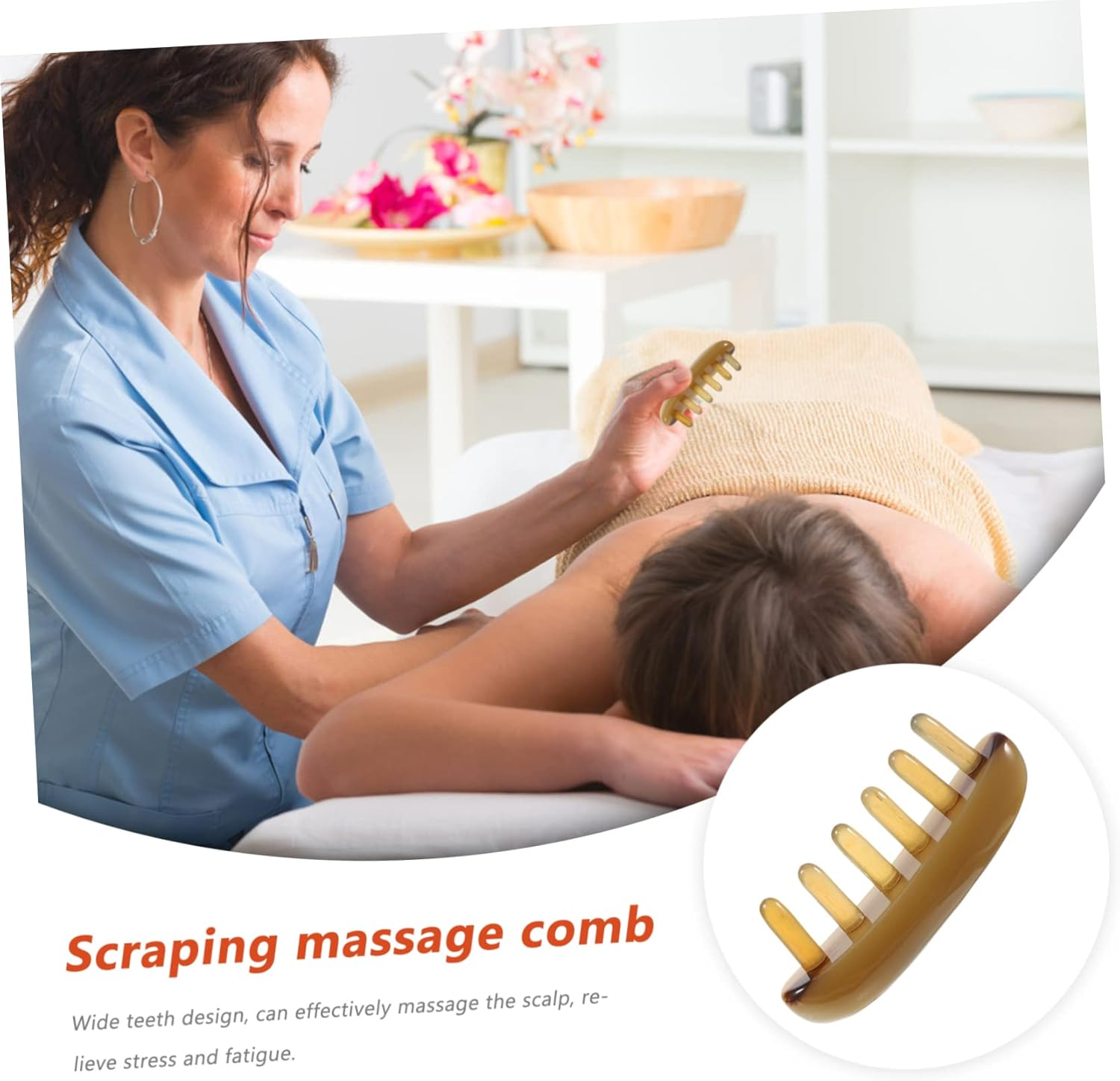 FRCOLOR Ox Horn Comb Massager Scalp Massager Hair Care Tool Multi-Functional Scaler image number 2