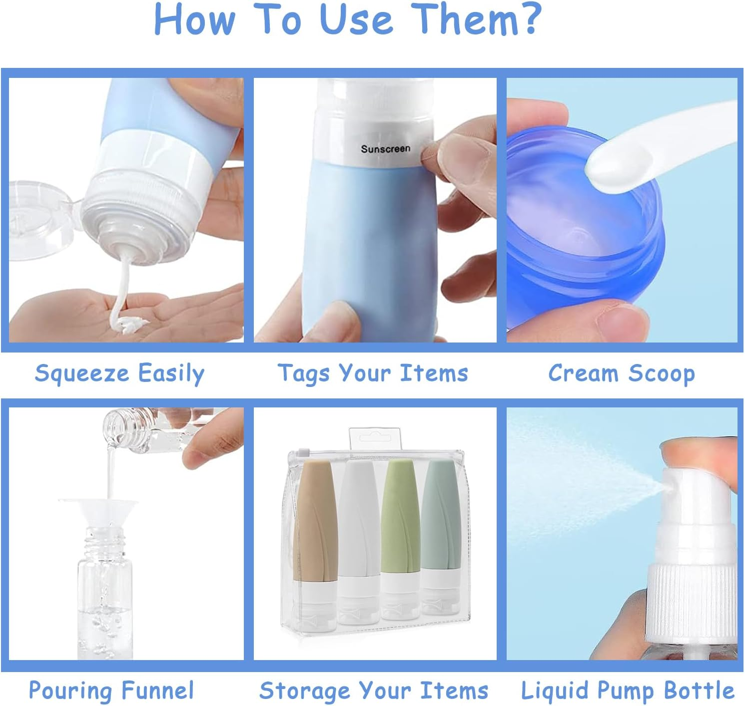 Travel Bottles Set for Toiletries, 15 Pack Travel Size Toiletries with Label, TSA Approved Silicone Travel Bottles, Bpa Free Travel Essentials for Cosmetic Shampoo Cream Conditioner Lotion Soap image number 5