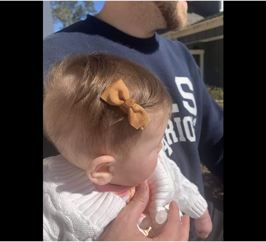 50Pcs 2Inch Mini Hair Clips for Baby Fine Hair Grosgrain Ribbon Hair Bows Clips Fully Lined for Baby Girls Infants Toddlers in Pairs image number 2