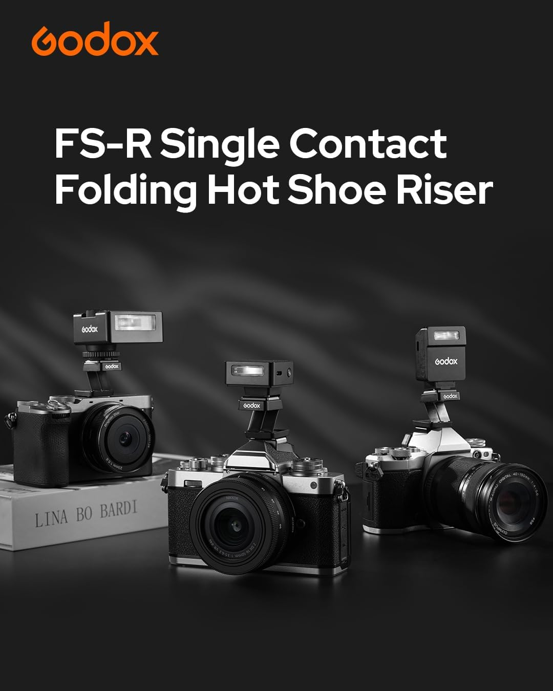 Godox FS-R Hot Shoe Riser, Godox FS R Flash Riser for Manual Flash GODOX IM30 IM20 IM22, No Blocked Edge, Tilt Adjustment for Bounce Lighting image number 4