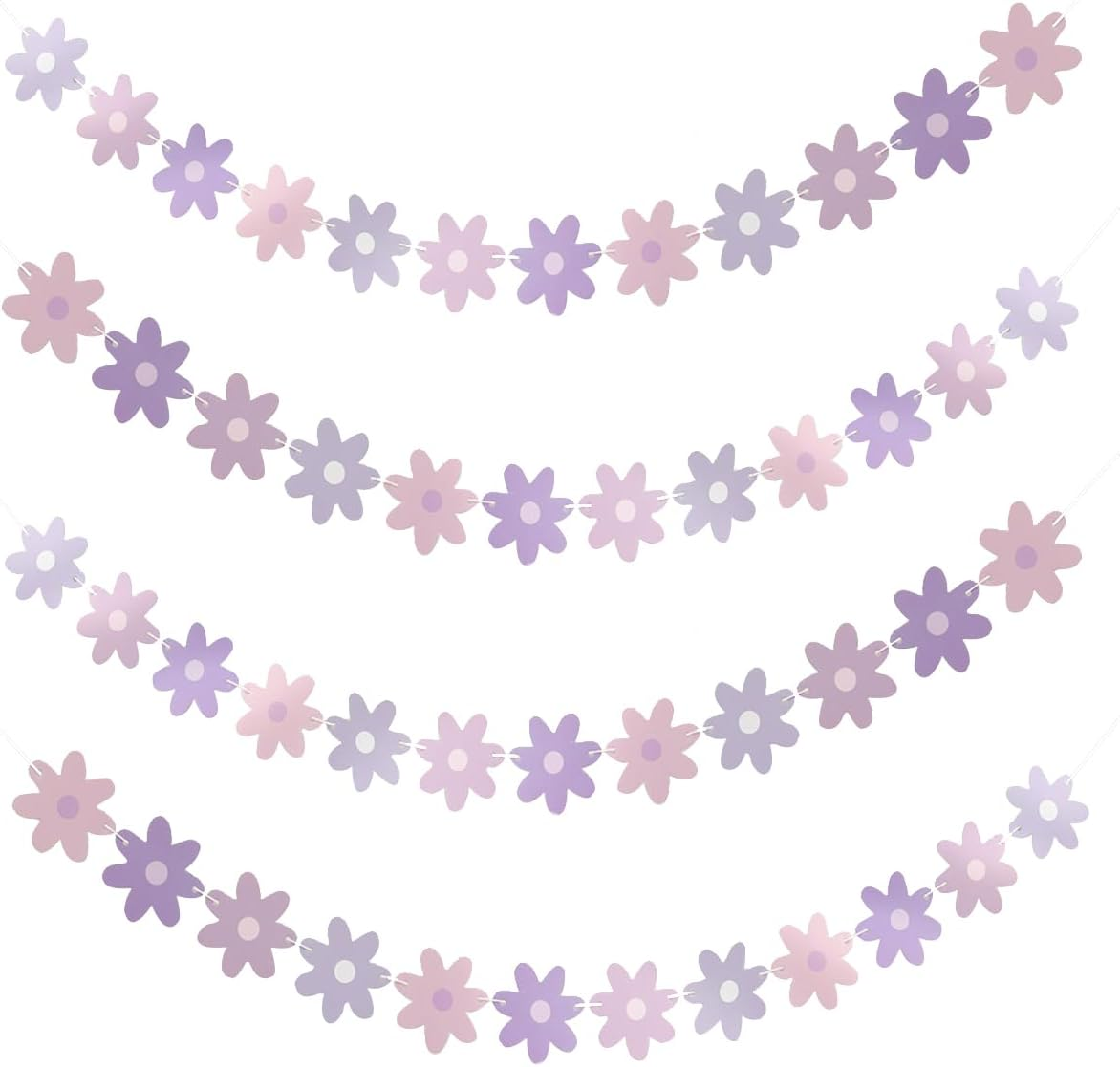 IONPSHG 4Pcs Daisy Boho Banner Party Decorations Cute Daisy Party Banner Purple Daisy Decor Spring Flower Garland Daisy Paper Cutouts for Indoor Outdoor Birthday Wedding Party Supplies (Purple)