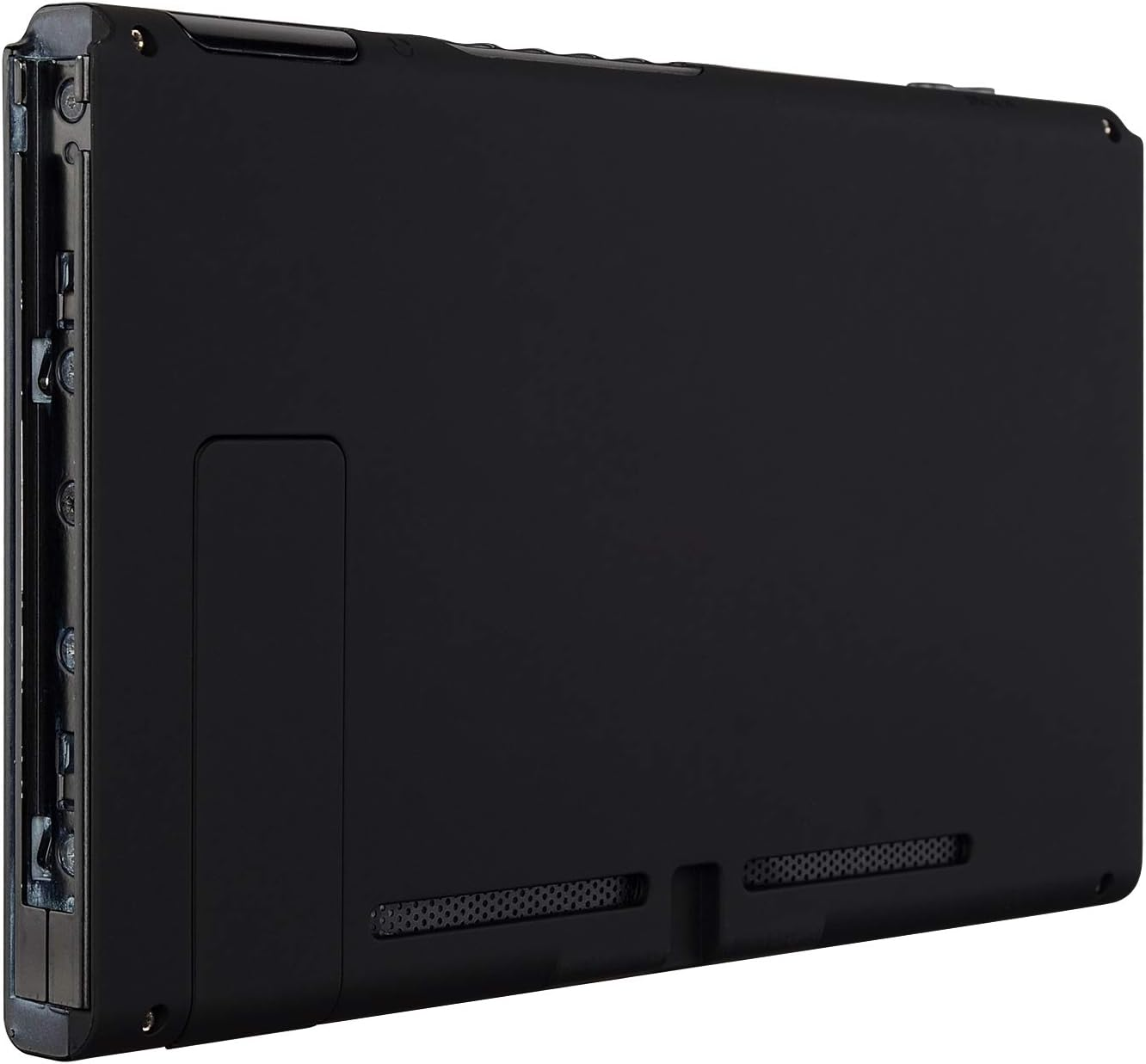 Extremerate Soft Touch Grip Black Console Back Plate DIY Replacement Housing Shell Case for Nintendo Switch Console with Kickstand &ndash; Joycon Shell NOT Included