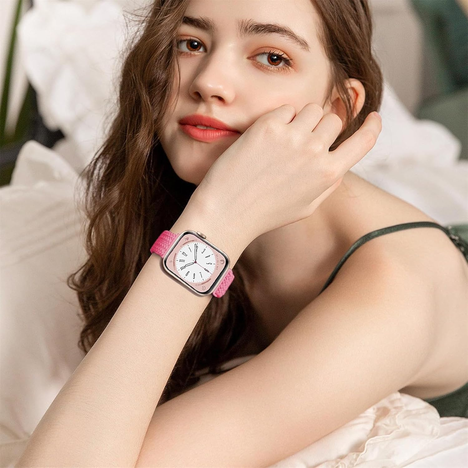 Braided for Apple Watch Band 40Mm 44Mm 45Mm 46Mm 41Mm 49Mm Iwatch Bands 42Mm 38Mm Women Men,Nylon Strap Stretchy Elastic Sport Loop Wristband for Apple Watch Series 11/10/9/Ultra 3/2/SE 3/2/8/7/6/5/4 image number 7