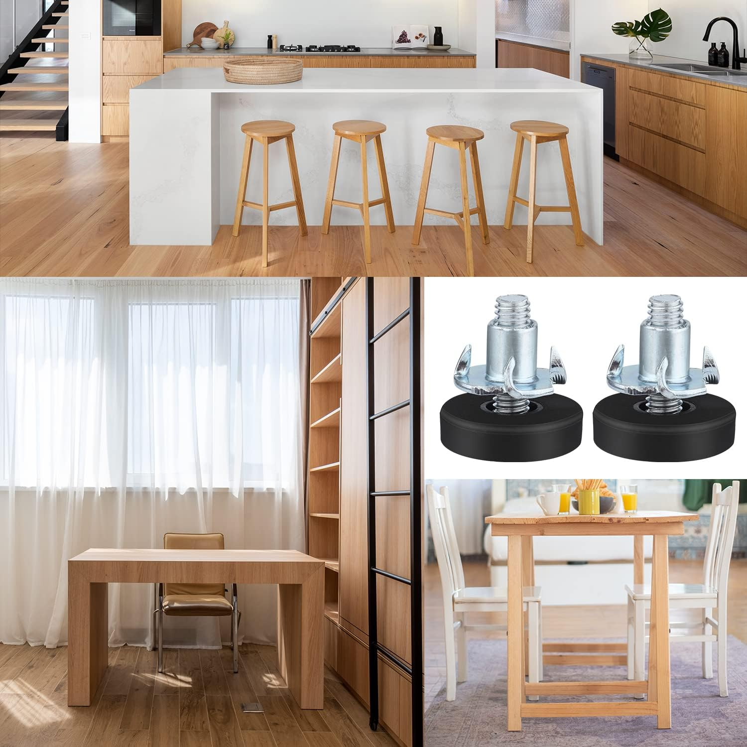 AIEX Adjustable Furniture Levelers, 16Pcs Leveling Feet Screw in Chair Feet with T-Nuts Table Chair Leveler Furniture Glide Leveling Feet for Furniture Leg Cupboard(Metric M6) image number 5