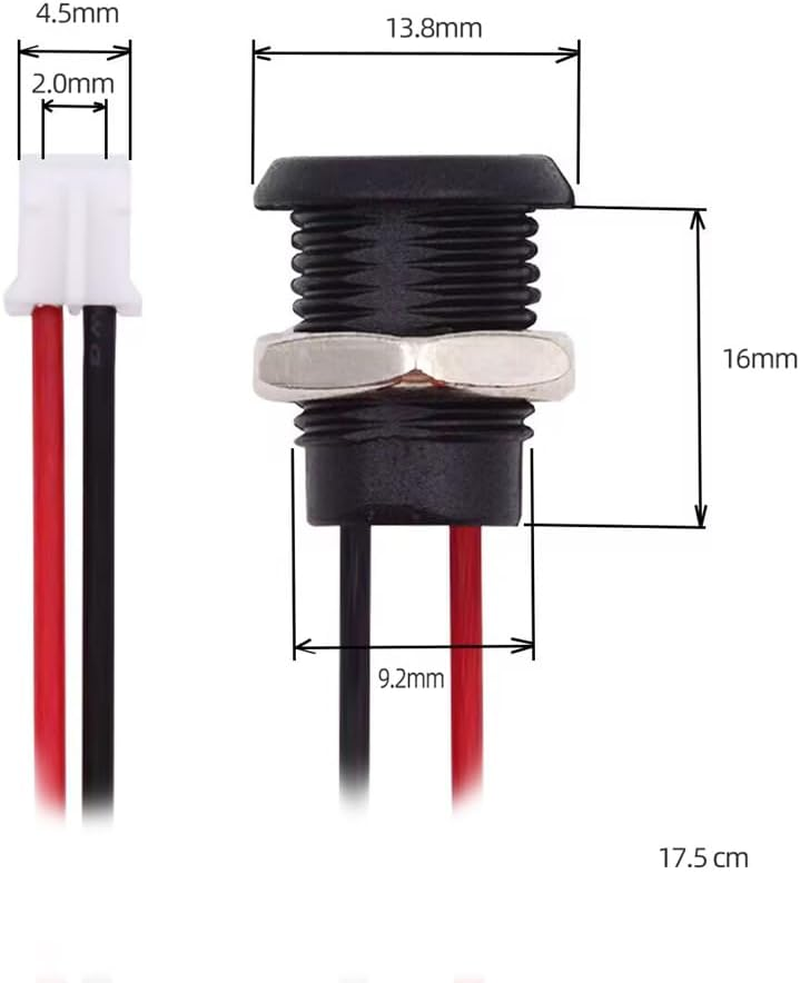 Xiwai 5Pcs DIY OEM Type C Female Socket to 2Pin Header Wire Extension DC 5V Power Cord Pitch=2.0Mm Panel Mount USB C Waterproof Jack 17.5Cm image number 6