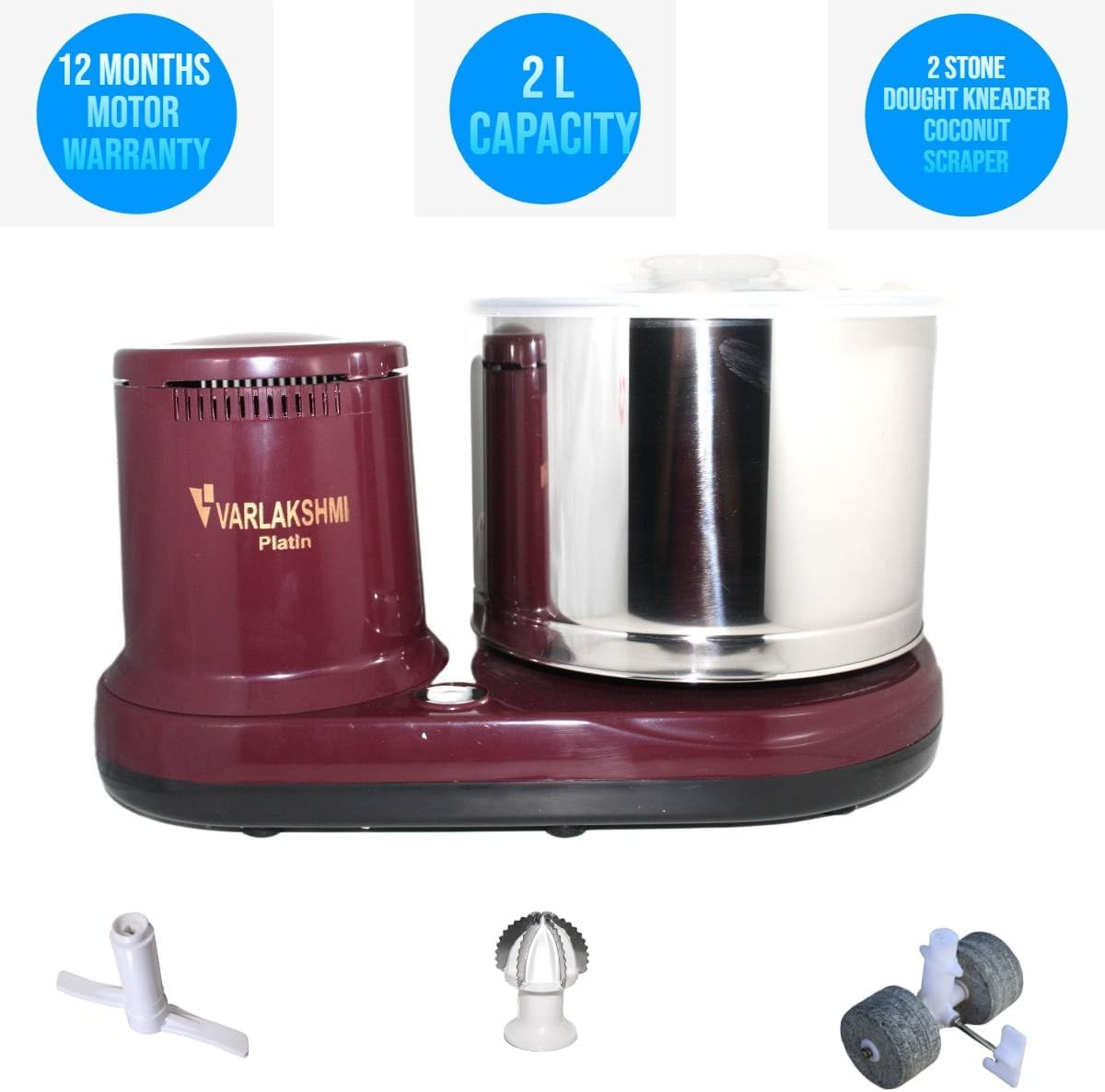 Indian India Varlakshmi Table Top Wet Mixer Grinder 2 Ltr Stone image number 5