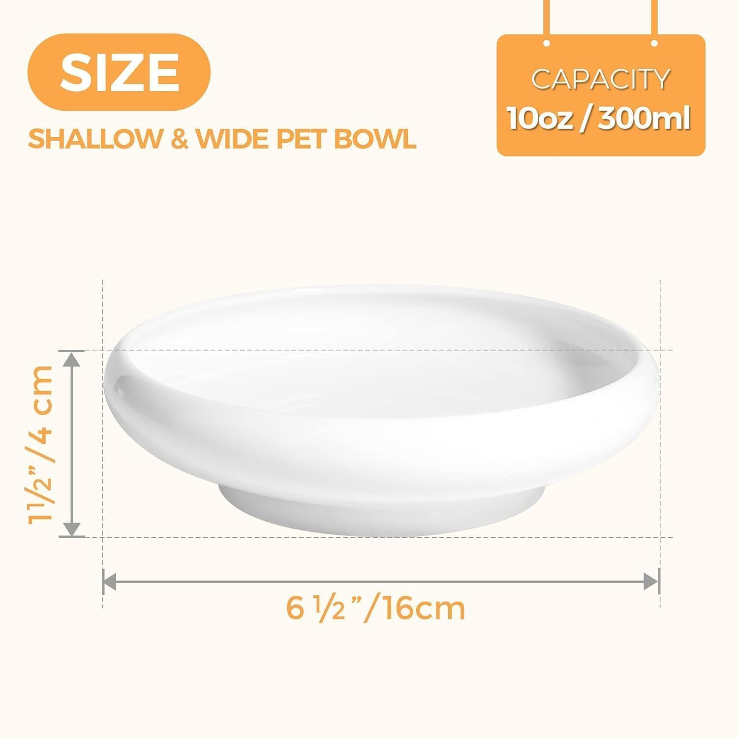 Comsaf Cat Food Water Bowl, Wide Shallow Ceramic Cat Dish, Non Spill Pet Bowl,10Oz, Pack of 2 image number 3
