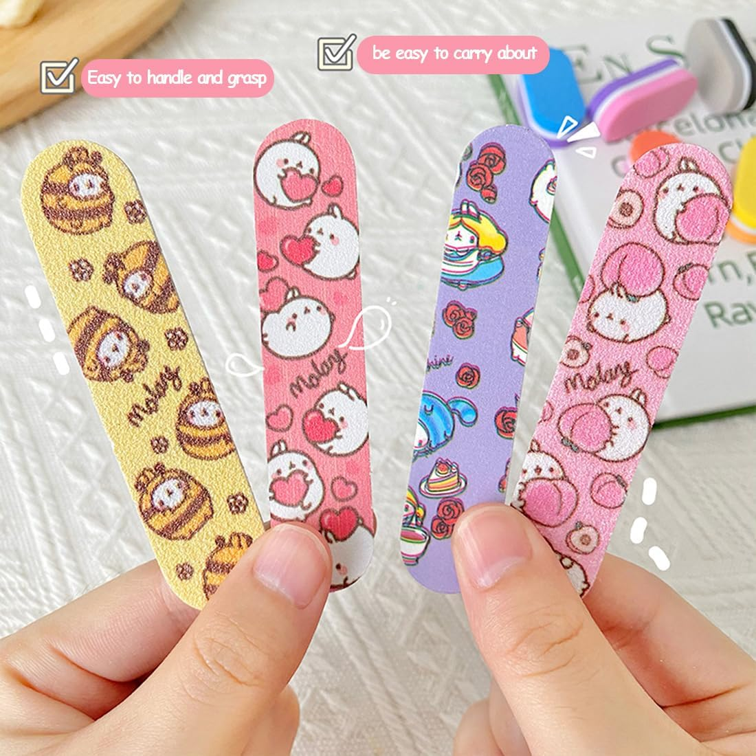 FIMWOLZ Professional Nail File Pack of 8 Animal Nail Files Mini Nail Buffer Colourful Nail File Emery Board for Manicure at Home and in the Salon