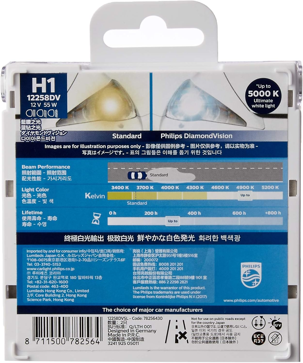 Philips H8 Diamond Vision Headlight Globe 2-Pieces image number 1