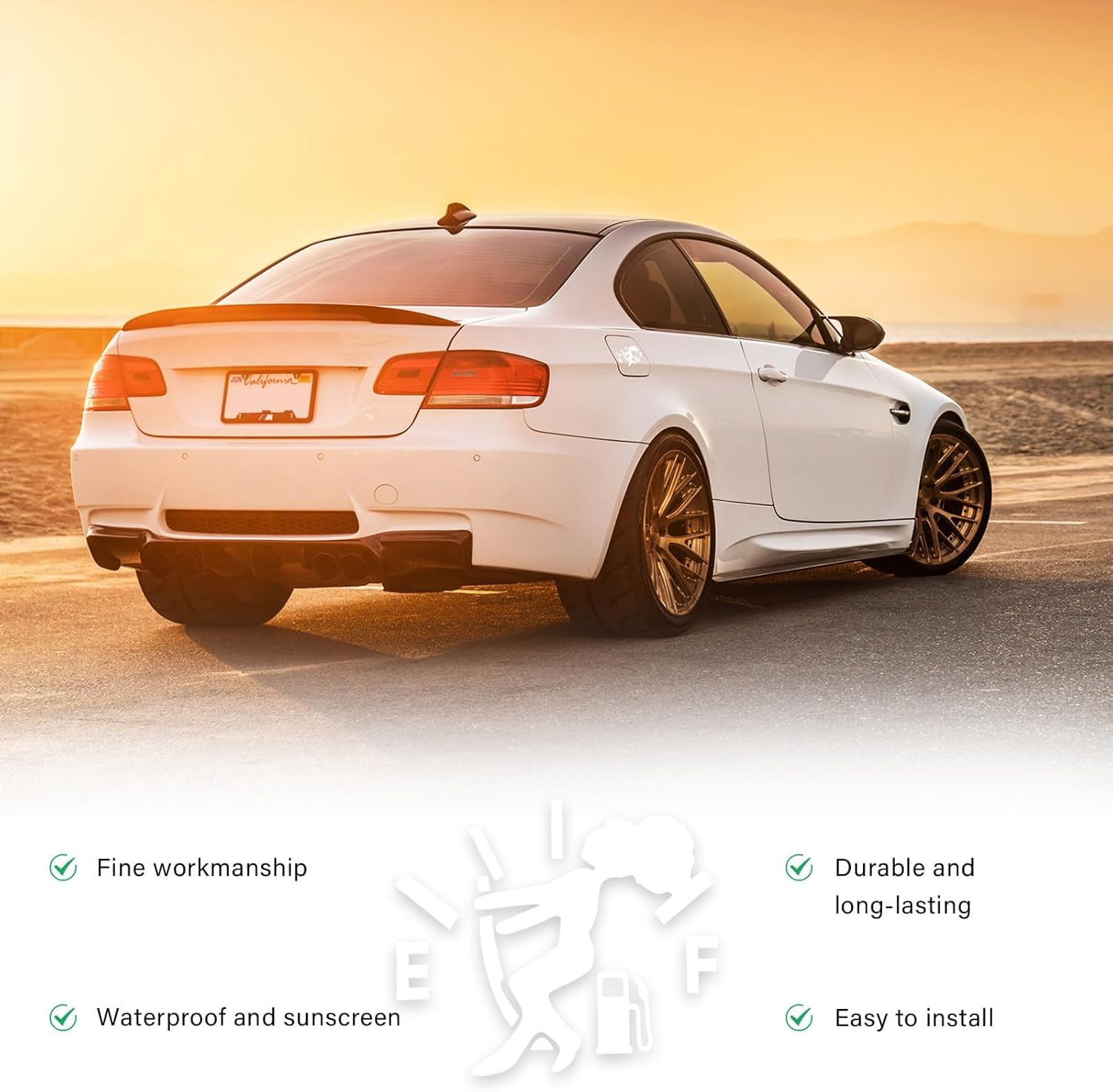 Funny Car Fuel Tank Sticker, EF Logo Waterproof High Gas Consumption Decal, Universal Vehicle Fuel Gage Empty Stickers Decor Suitable for Cars, Trucks, Motorcycles, Suvs (Hair Female) (White) image number 1