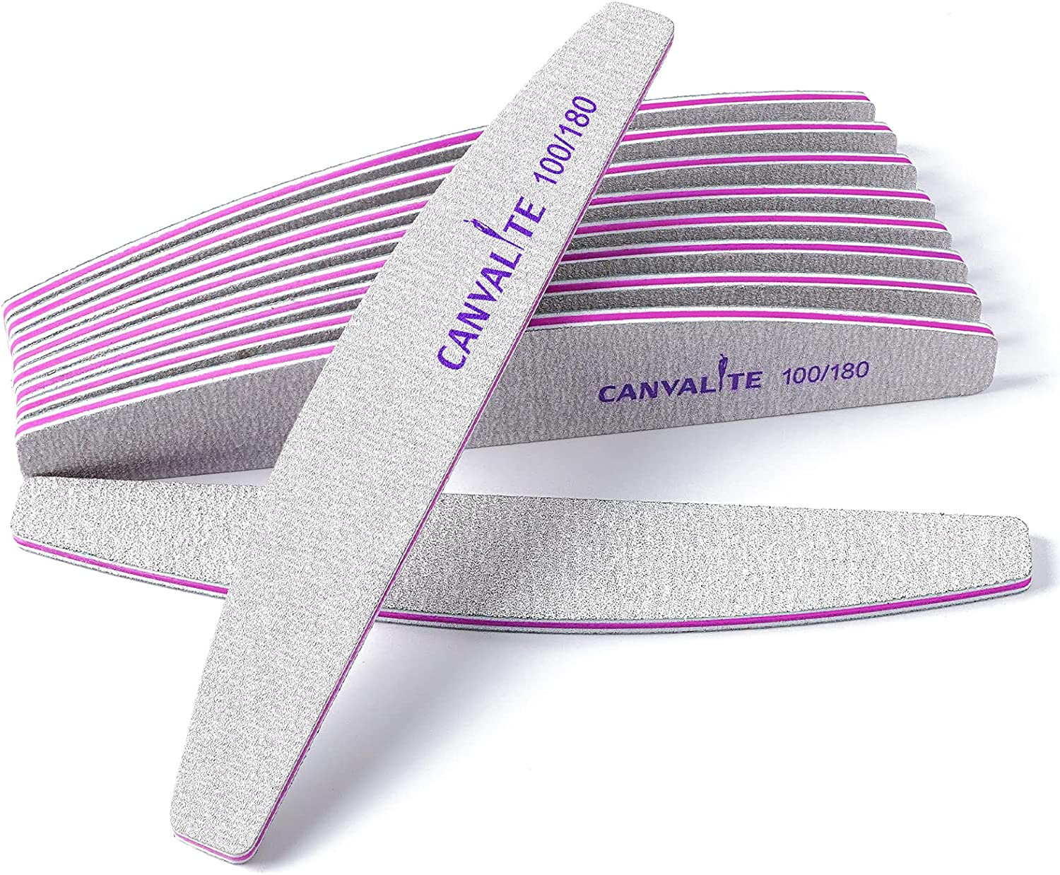 Canvalite 10 PCS Nail File Professional Nail Files Reusable Double Sided Emery Board(100/180 Grit) Nail Styling Tools for Home and Salon Use image number 1