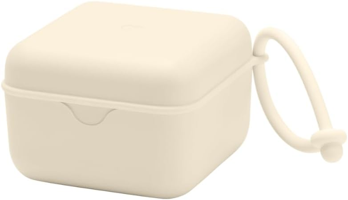 Bibs Pacifier Box with Strap. Soother Holder and Steriliser Case. 100% BPA Free Food-Grade Material. Made in Denmark. Ivory - Dusky Lilac image number 6