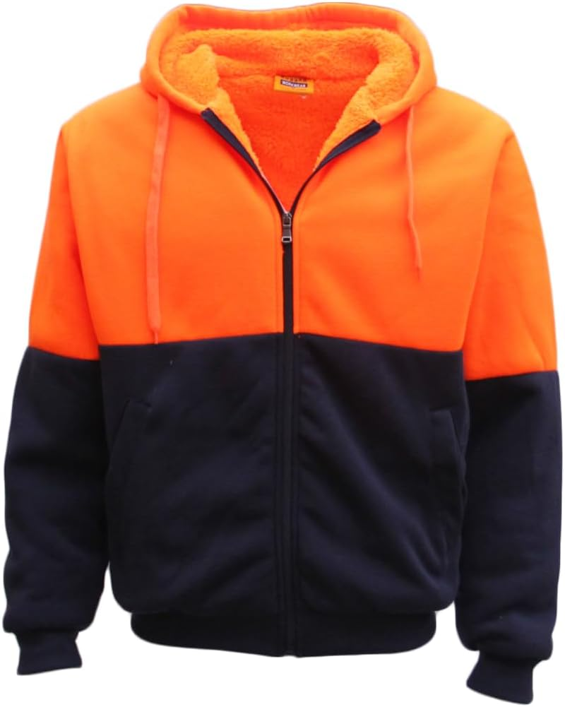 Zmart Australia HI VIS Safety Full Zip Thick Sherpa Fleece Hoodie Workwear Jacket Jumper Winter