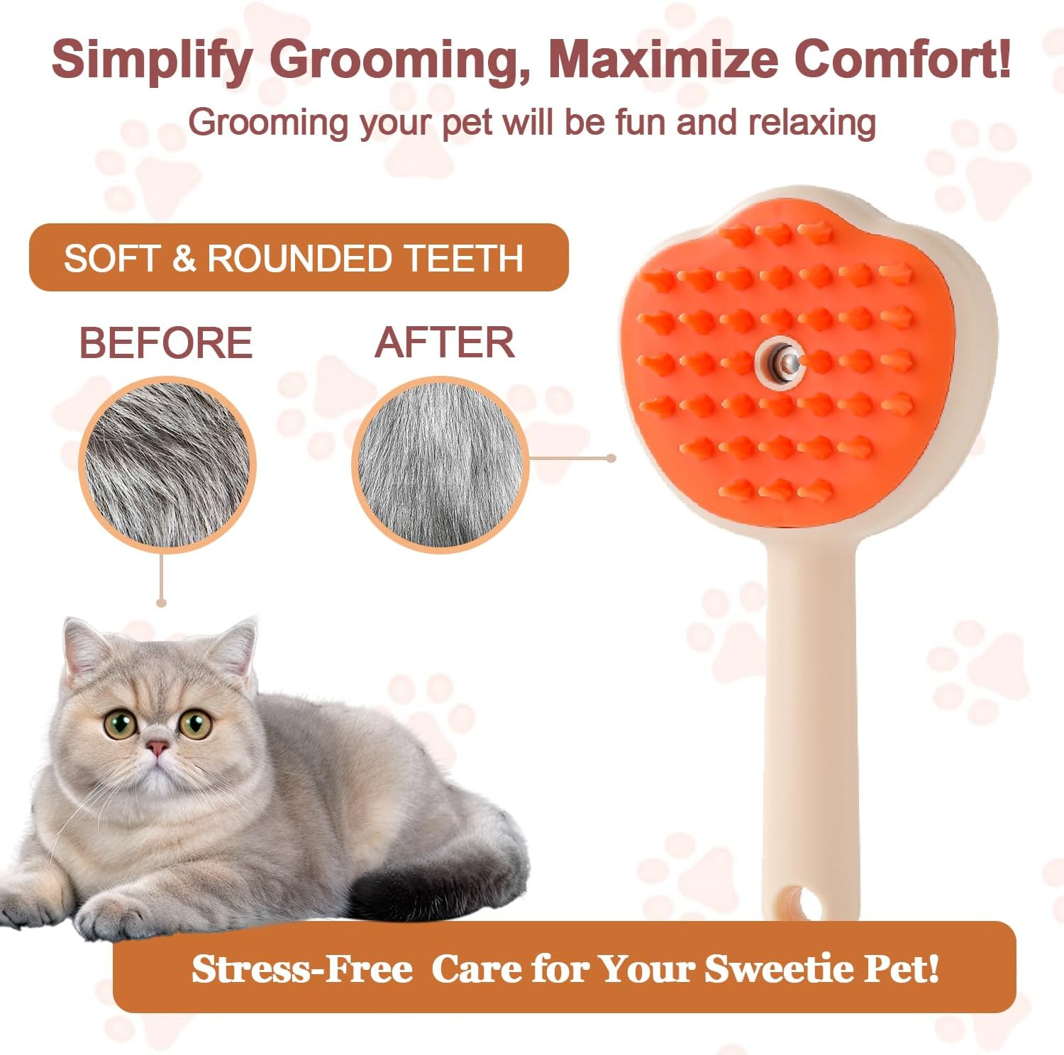 3-In-1 Pet Spray Brush for Dogs & Cats, Pet Grooming Cleaning Brush, Rechargeable Steam Brush, Pet Hair, Massage, Bathing and Combing All in One, Suitable for Long and Short Hair(Green)