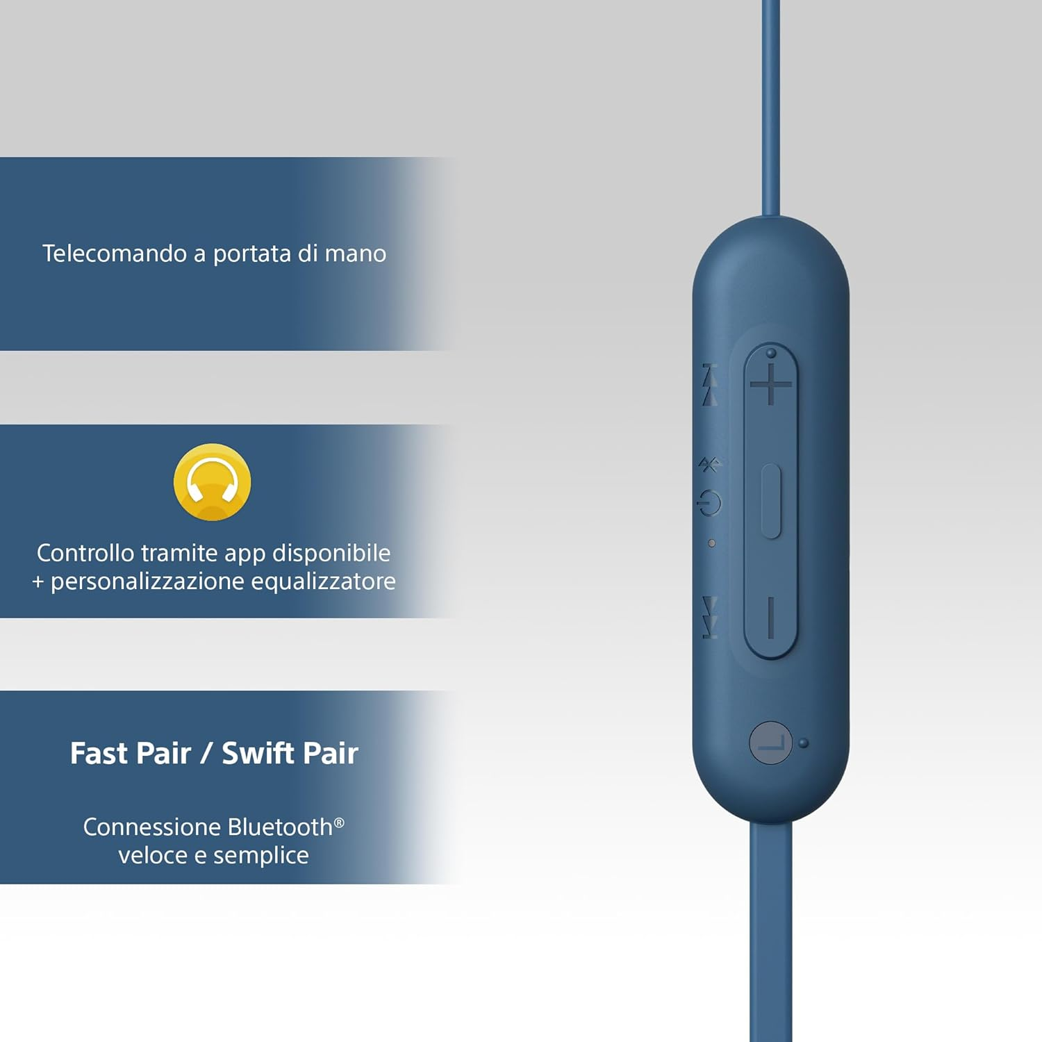 Sony WI-C100 Wireless In-Ear Headphones - up to 25 Hours of Battery Life - Water Resistant- Built-In Mic for Phone Calls - Voice Assistant Compatible - Reliable Bluetooth&reg; Connection - Blue