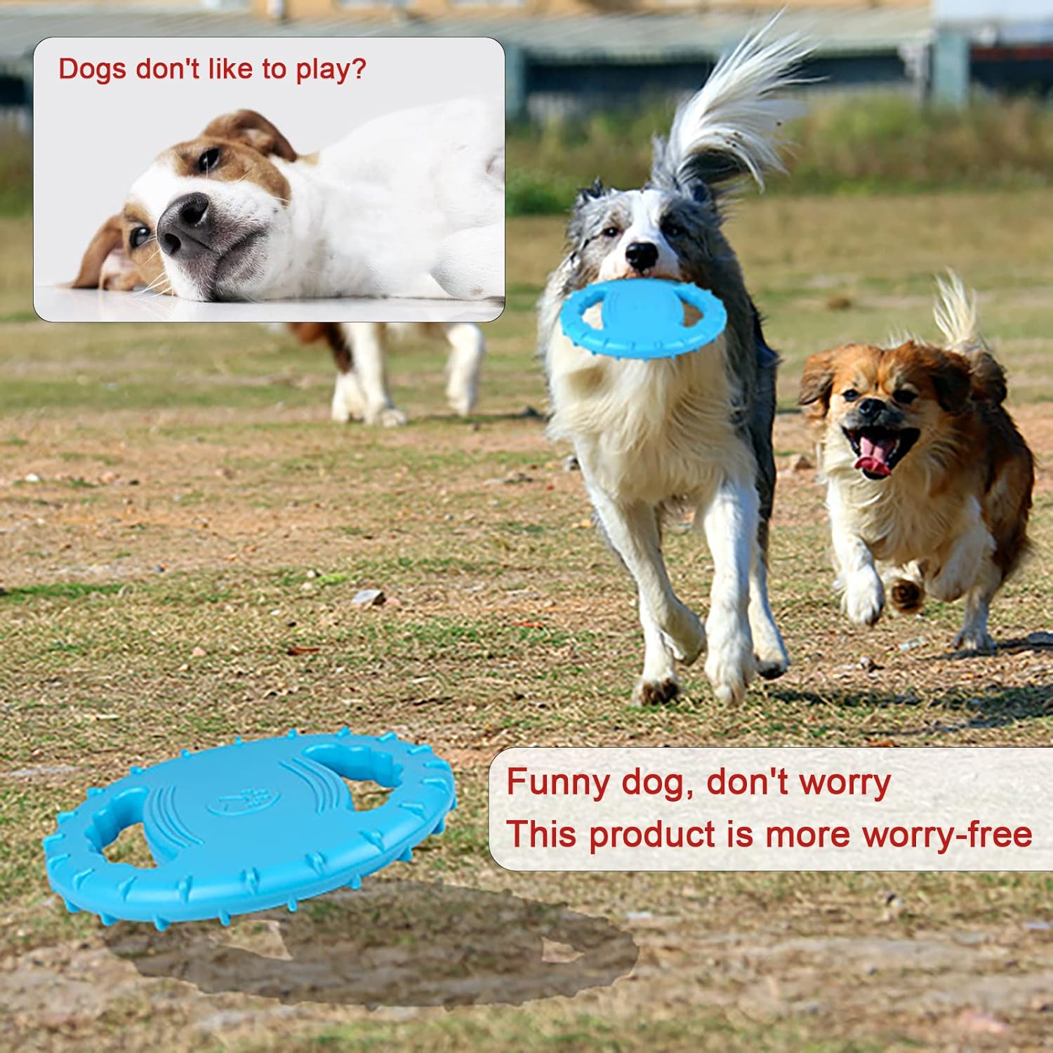 Red Dog Frisbee Dog Tugger Toy Indestructible Dog Flying Disc for Small and Medium Dogs image number 2