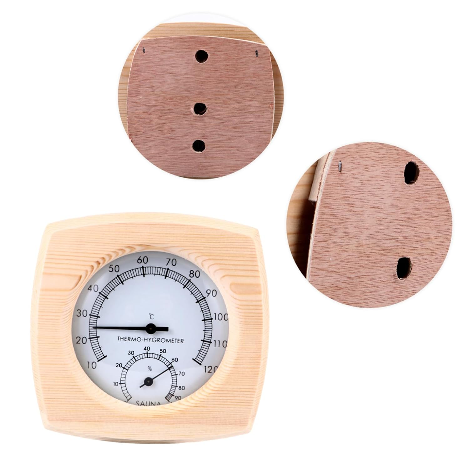 Kisangel Sauna Thermometer Hygrothermograph Wooden Thermometer and Hygrometer for Sauna Accessory
