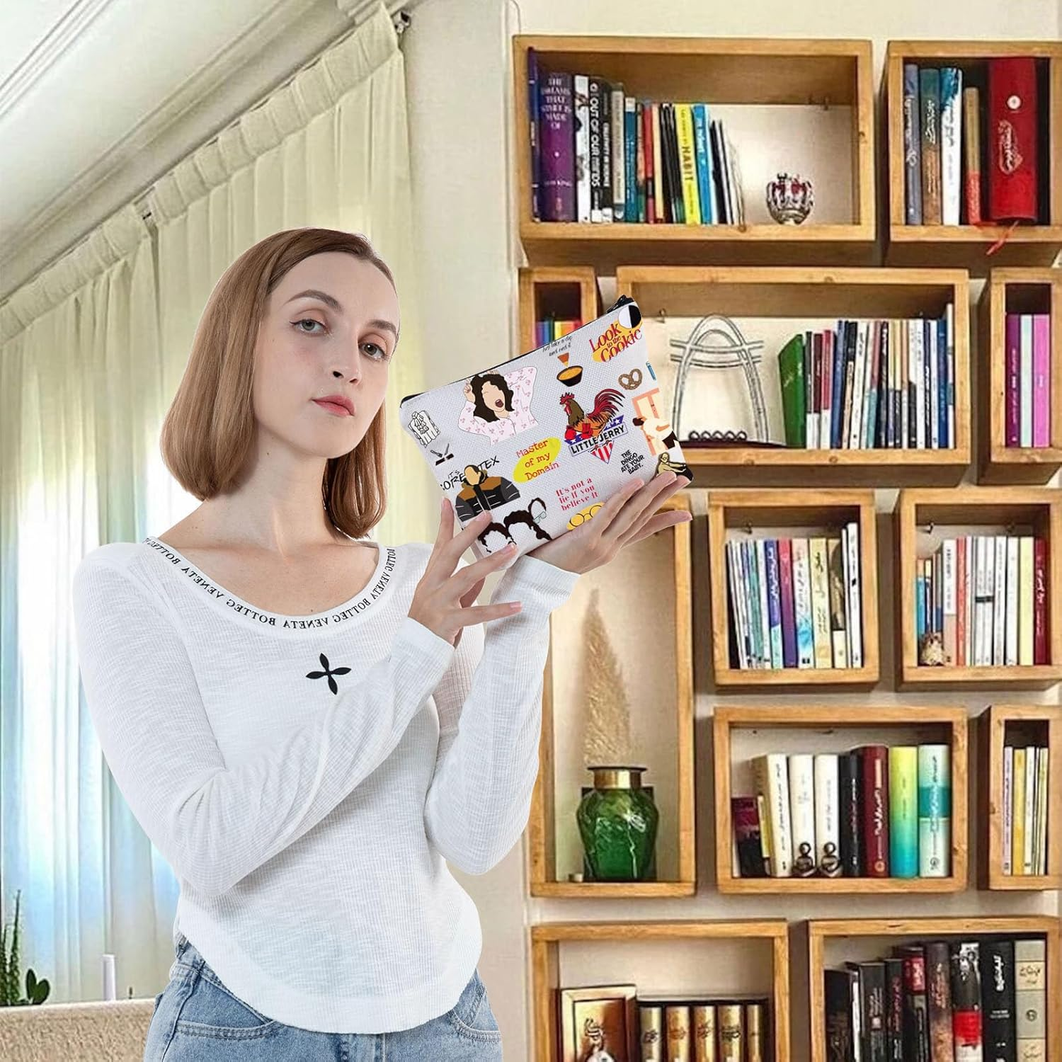 G2TUP Seinfeld 90'S Tv Show Make up Bag Kramer George Urban Chicken Funny Rooster Gift Seinfeld Fan Zippered Pouch, Chicken Makeup Bag, 无 image number 4