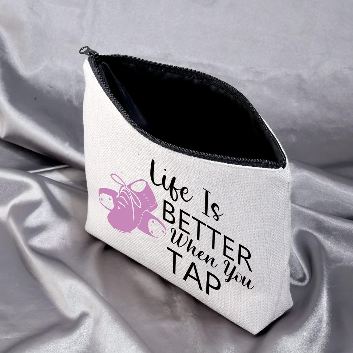 MEIKIUP Tap Dance Gift Tap Dance Makeup Bag for Dancer Tap Dance Teacher Gift Life Is Better When You Can Tap Dancing Dancer Cosmetic Bag, When You Tap Bag, Unisex-Adult - When You Tap Bag Black image number 7