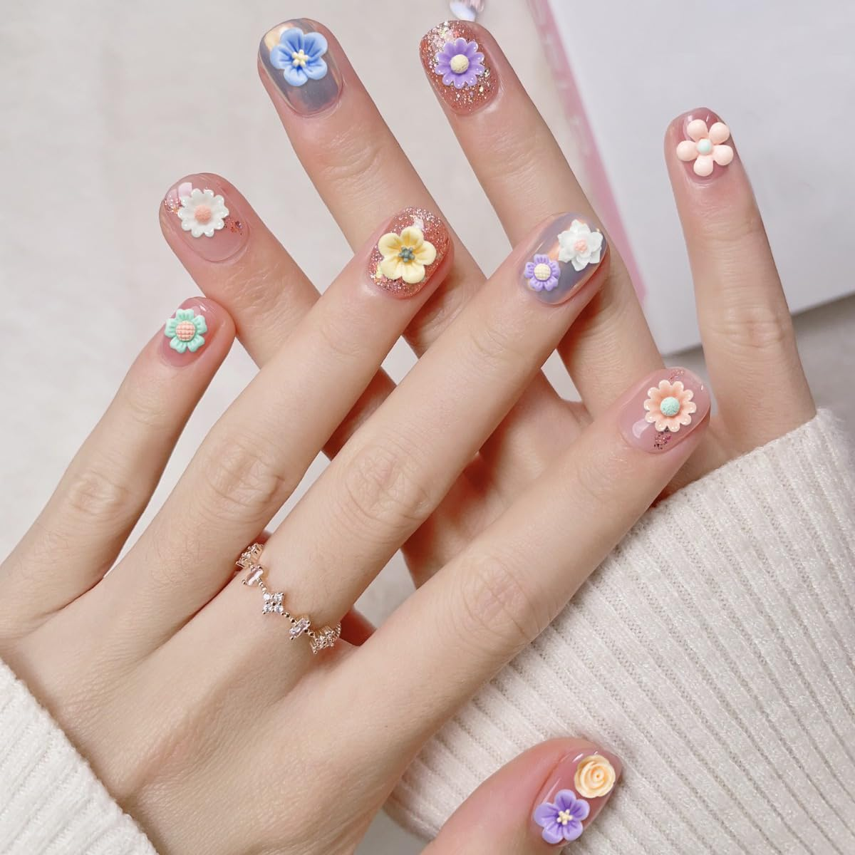 Mini Resin Flower, 100 PCS Flatback Flower Charm for Scrapbook, Nail, Phone Case Decor (Bulk) image number 3