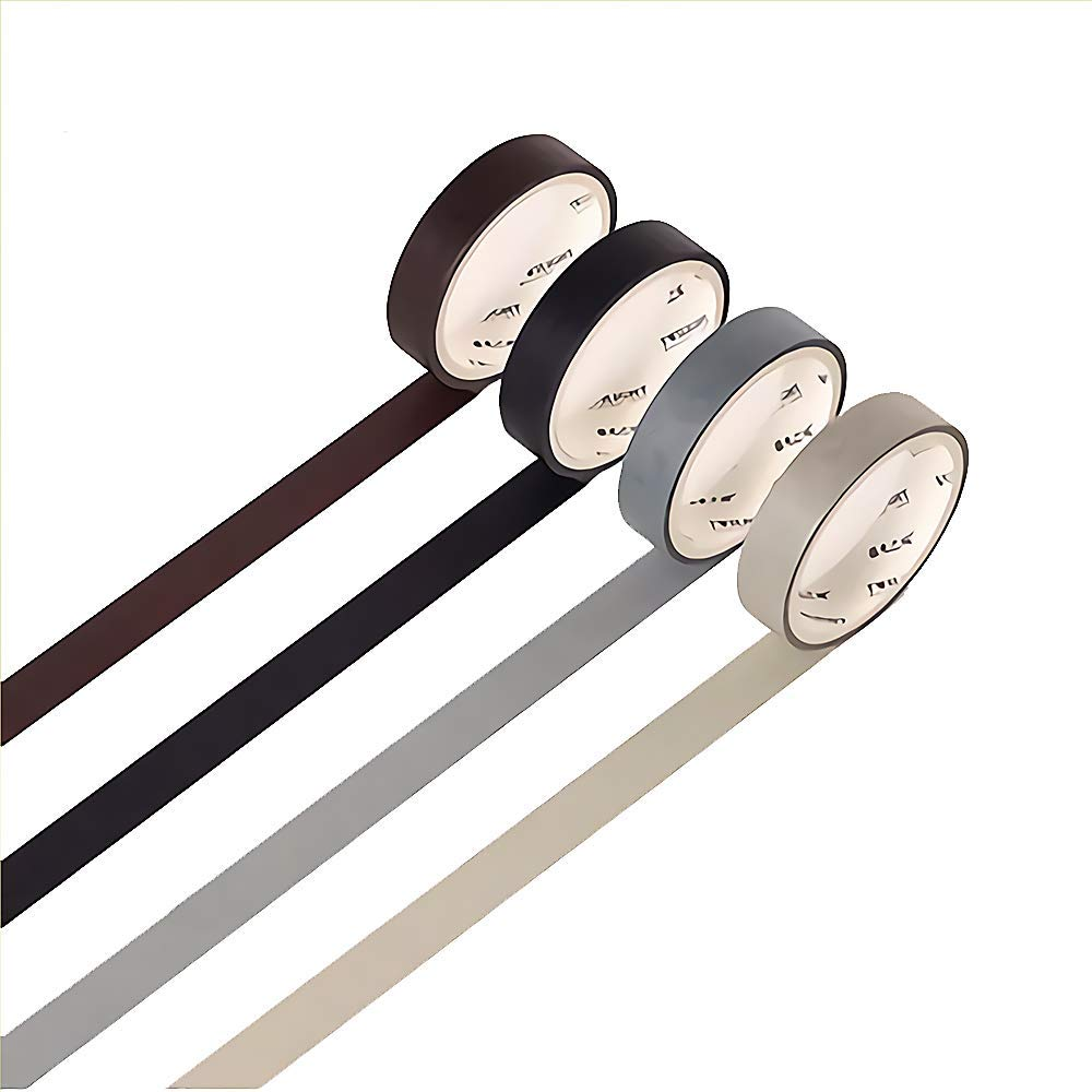 Set of 4 Natural Color Washi Masking Tape, Sticky Paper Tape for DIY, Decorative Craft, Gift Wrapping, Scrapbook, 7-Basic Style