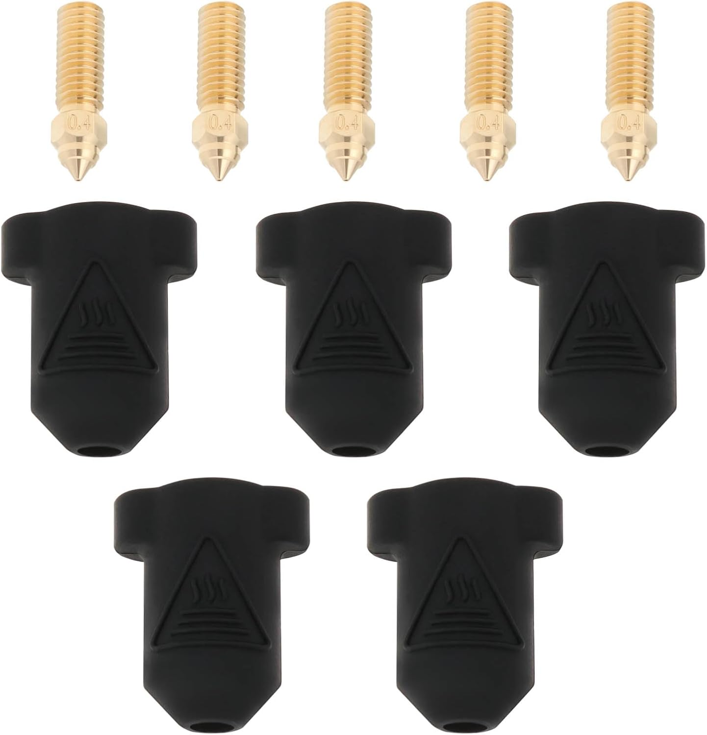 SG Store 5 Set 3D Printer Brass Nozzles Black Silicone Socks Kit Including 5PCS 0.4Mm Nozzles and 5PCS Silicone Socks Compatible with Creality K1 /K1 Max image number 2