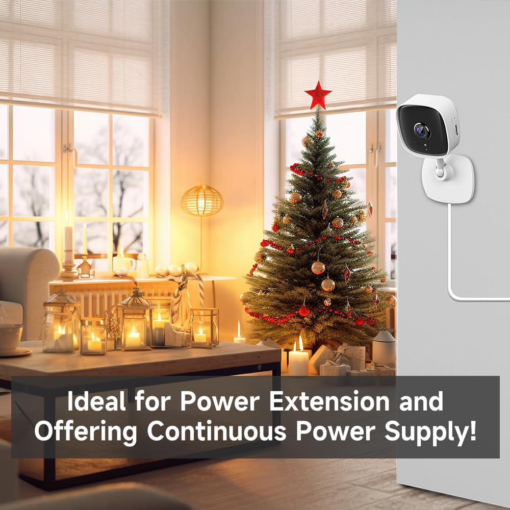 2 Pack Power Extension Cable,2Pcs DC 12V Power Adapter Extension Cord, 10M 33Ft 2.1Mm X 5.5Mm, Compatible with 12V DC Adapter Power Supply or Wall Charger for CCTV Security Camera IP Camera(White) image number 1