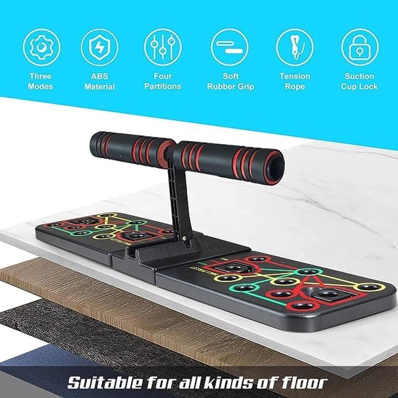 Push up Board with Sit up Stand,Portable Home Gym Equiptment,Pilates Exercise & Fitness Accessories with Resistance Bands,Strength Training Equipment image number 3