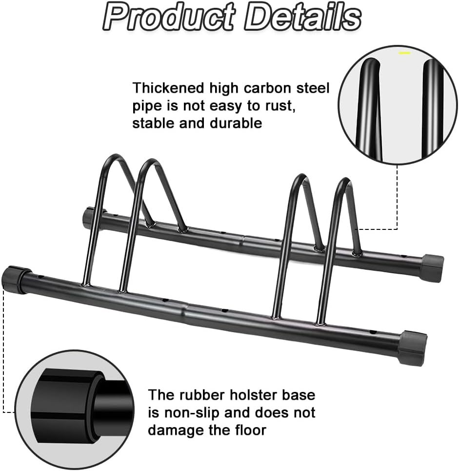 Bike Racks,Ground Parking Rack,Bicycle Display Bezel,Detachable Frame,Metal Rack, for Mountain Bike and Road Bike Indoor Garage Storage - for 2 Bikes