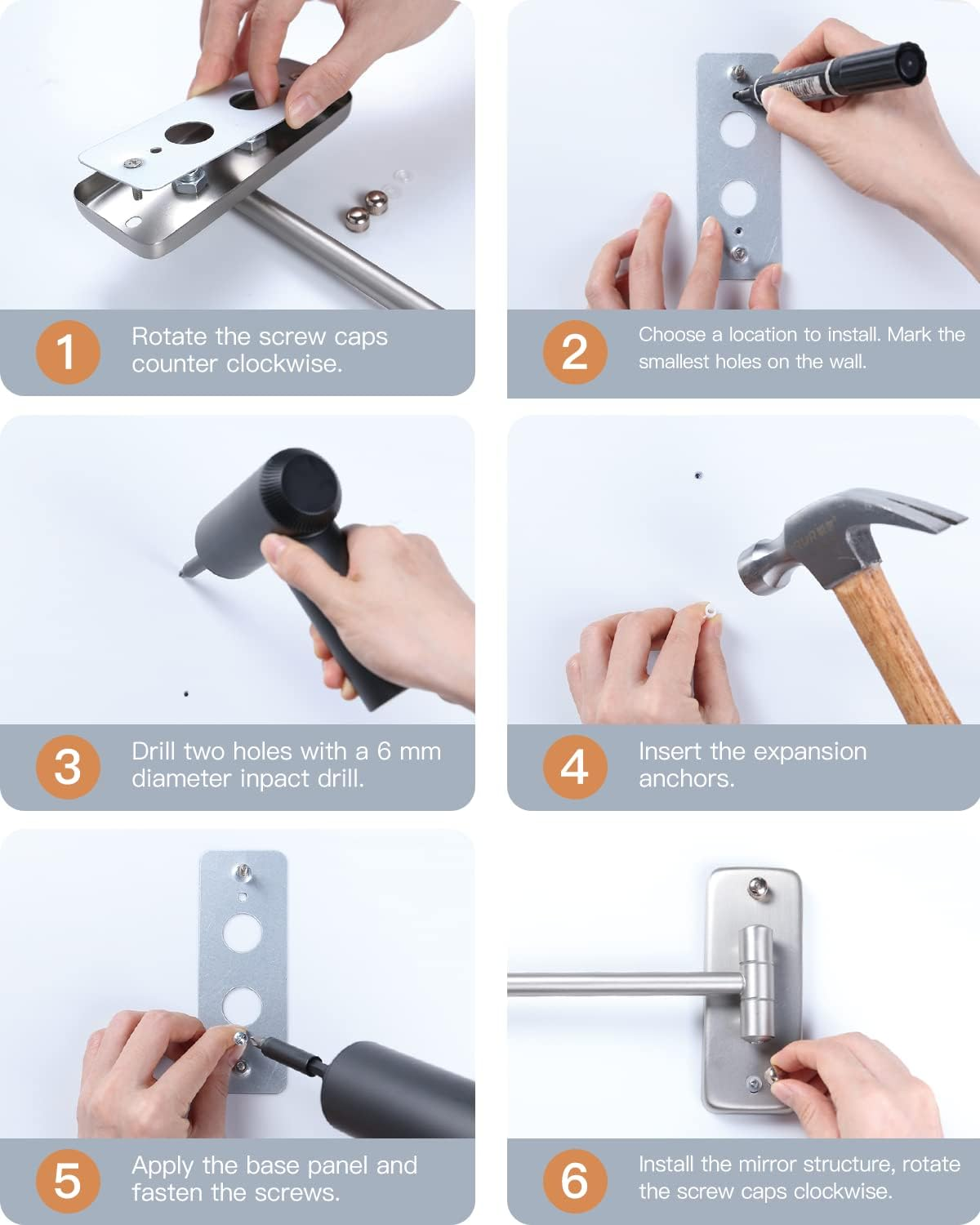 Benbilry 9" Large Size Wall Mounted Makeup Vanity Mirror, 1X/10X Magnifying Double Sided Shaving Mirror for Bathroom, 360&deg; Swivel Extendable Arm, Nickel Finish - Nickel-No Led image number 3