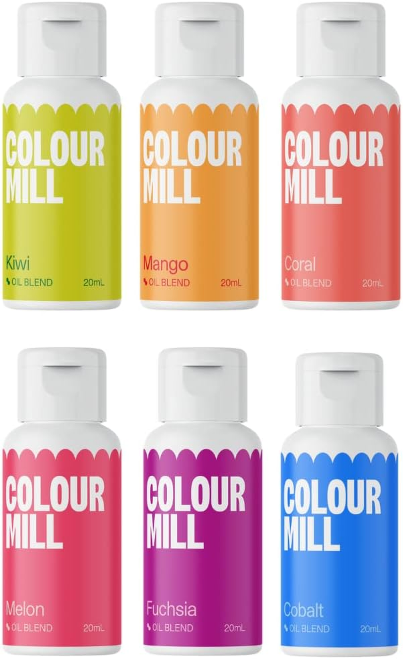 Colour Mill Tropical Pack Oil Blend Oil-Based Food Colouring, 6 Colours X 20Ml Each: Cobalt, Fuchsia, Melon, Coral, Mango, Kiwi, 120Ml Total, 4.08 Fl Oz image number 6