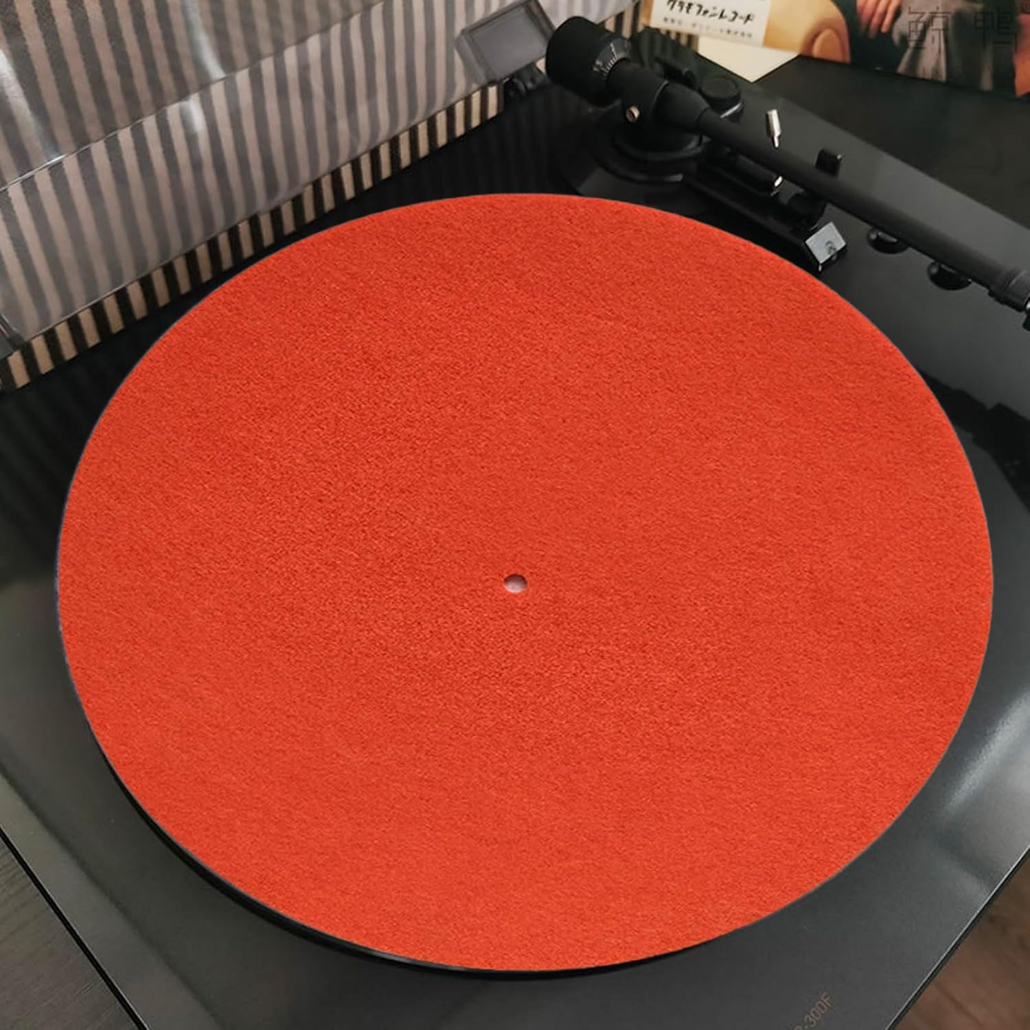 Vinyls Orange Felt Turntable Slipmat Dj Slipmats Cork Slipmats Dj Vinyl Turntable Record Player Platter Felt Pad Sofa Cushion Pad Wool Mat Anti-Static Record Players Mat Orange Set image number 2