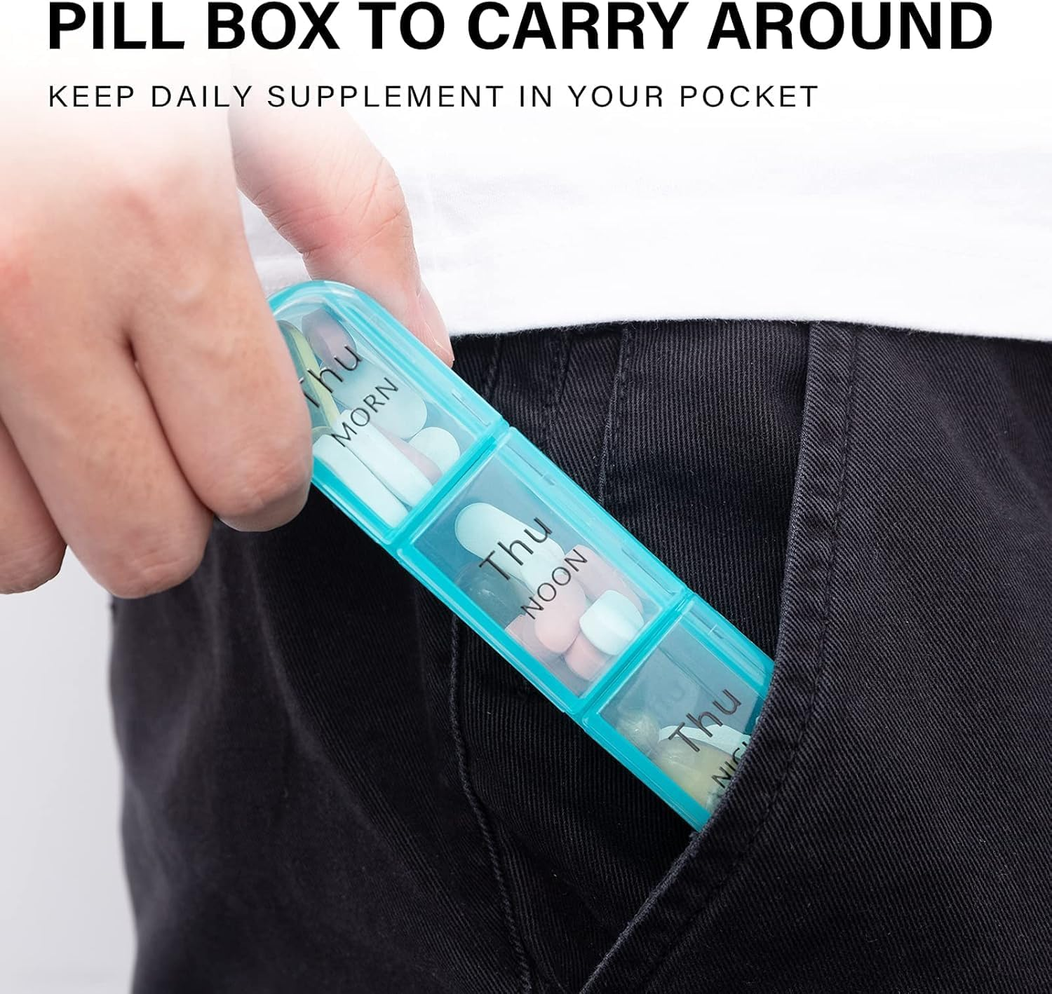 Pill Organizer 3 Times a Day, Daily Pill Box 7 Day, Weekly Cases Medicine Organizers to Hold Vitamins and Medication image number 4