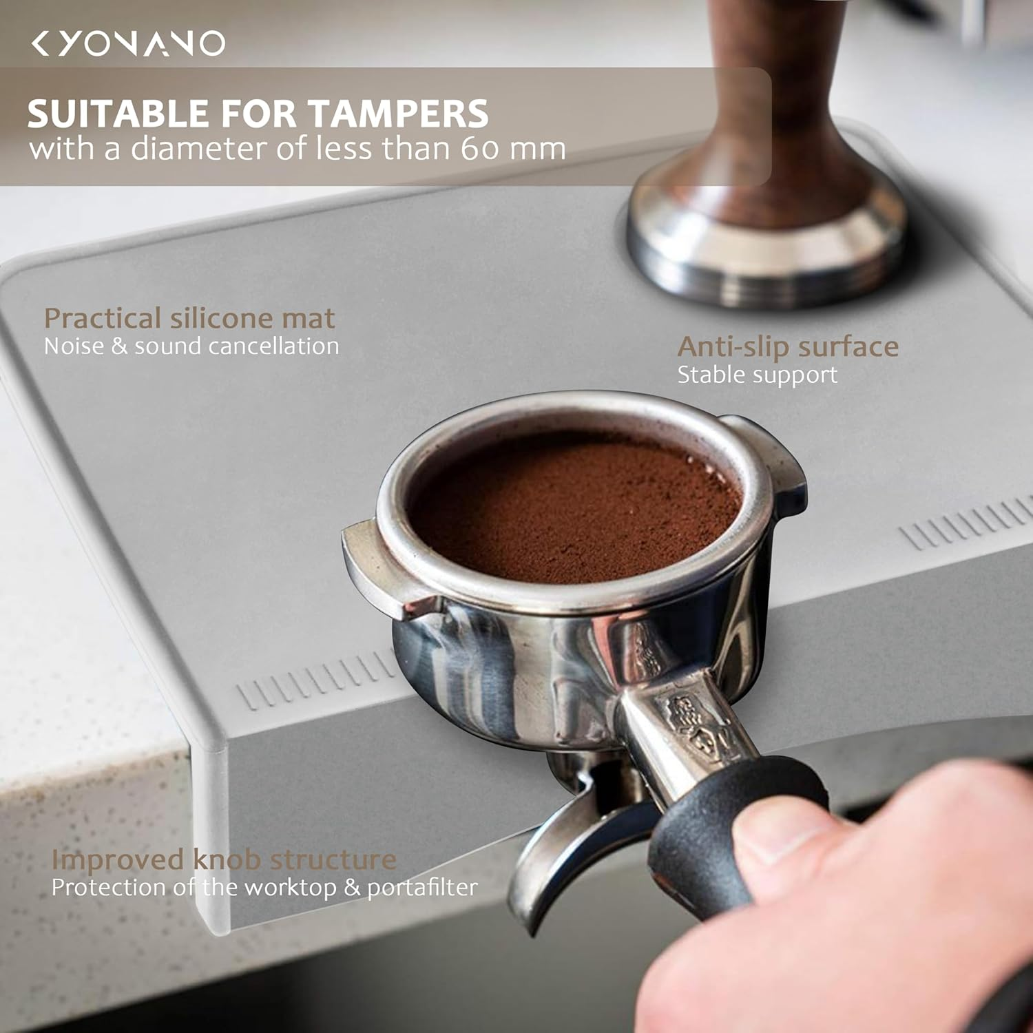 KYONANO Coffee Tamper Mat - Food Safe Silicone Expresso Tamping Mat - Espresso Accessories for Barista, Home Coffee Bar, Kitchen Office Bar Worktop image number 4