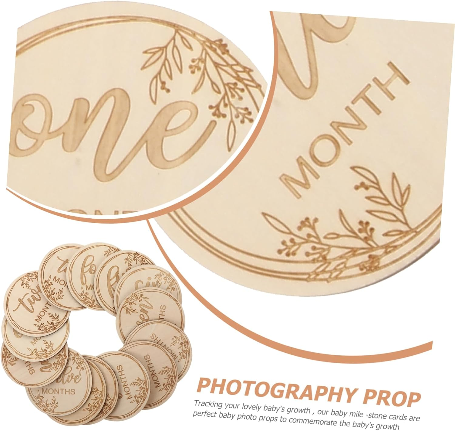 Milestone Cards Unique Wooden Birth Month Cards for Newborns Photo Props Dad Newborn image number 1