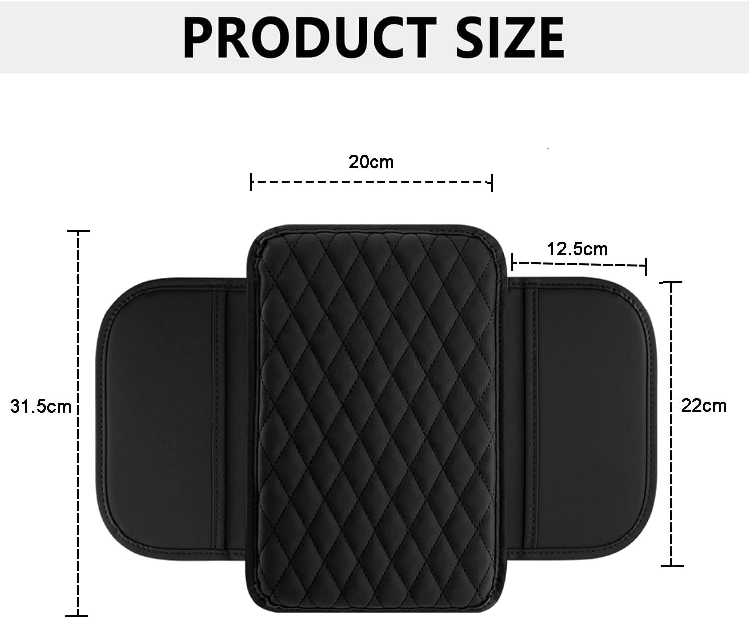 Usinynia Upgraded Car Center Console Cover for Most Vehicles,Microfiber Leather Universal Car Armrest Cover Cushion with 2 Side Pockets Interior Accessories Prevent Scratching (Black) - Beige image number 2