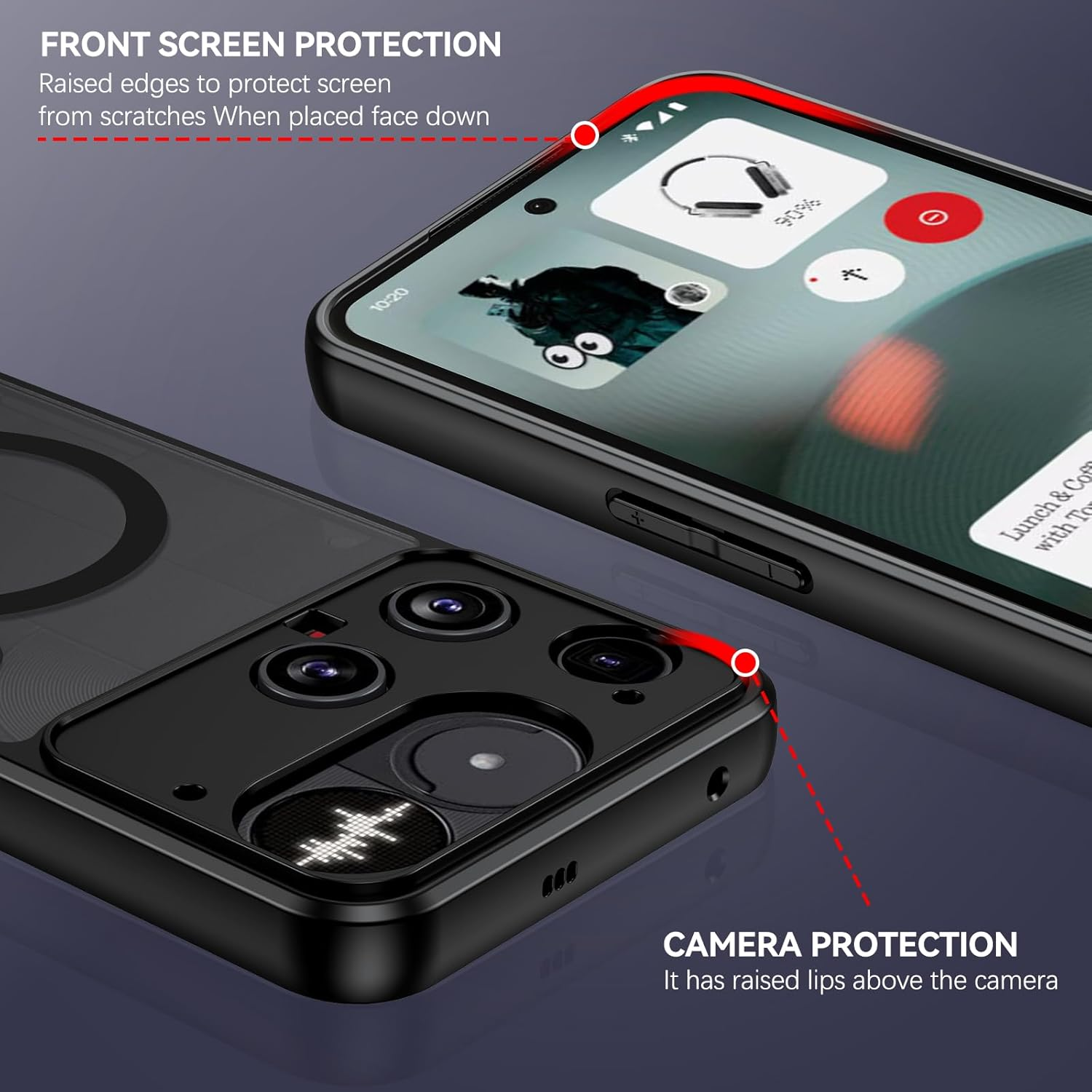 DUEDUE for Nothing Phone 3 Case Magnetic, Compatible with Magsafe, Military Drop Protection Skin-Touch Slim Translucent Matte Shockproof Phone Cover for Nothing Phone 3, Black image number 5