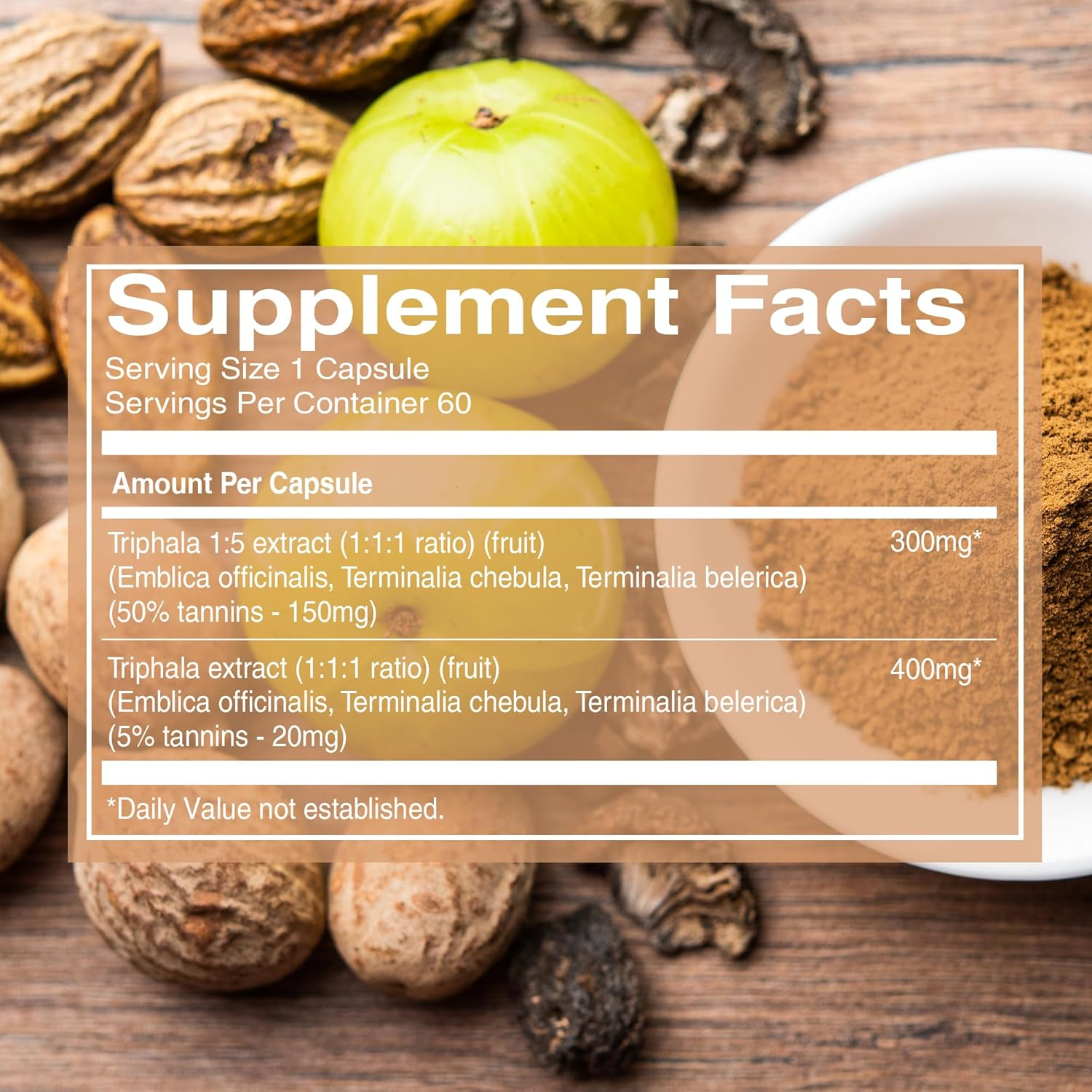 Pure Nutrition Triphala Extract 700Mg. (Equivalent to 1900Mg Triphala Fruit Powder) Non GMO | Once Daily | 60 Days Supply.