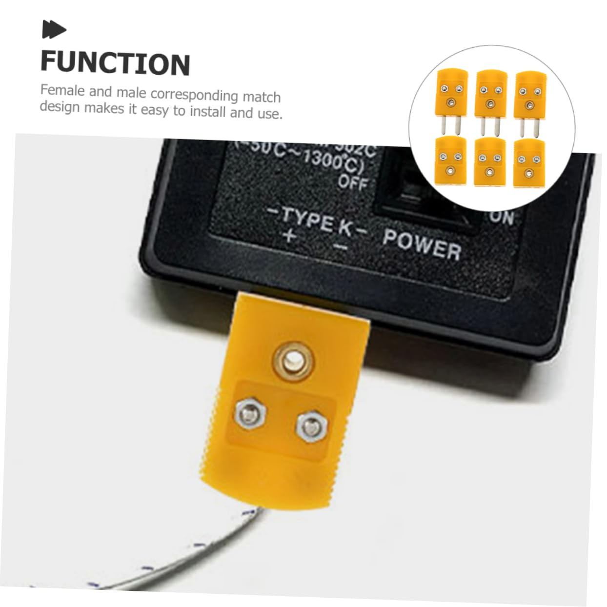 GLEAVI 3Sets K Type Thermocouple Wire Connector Thermocouple Plug Plastic Adaptor Multi Plug Adaptor High Precision