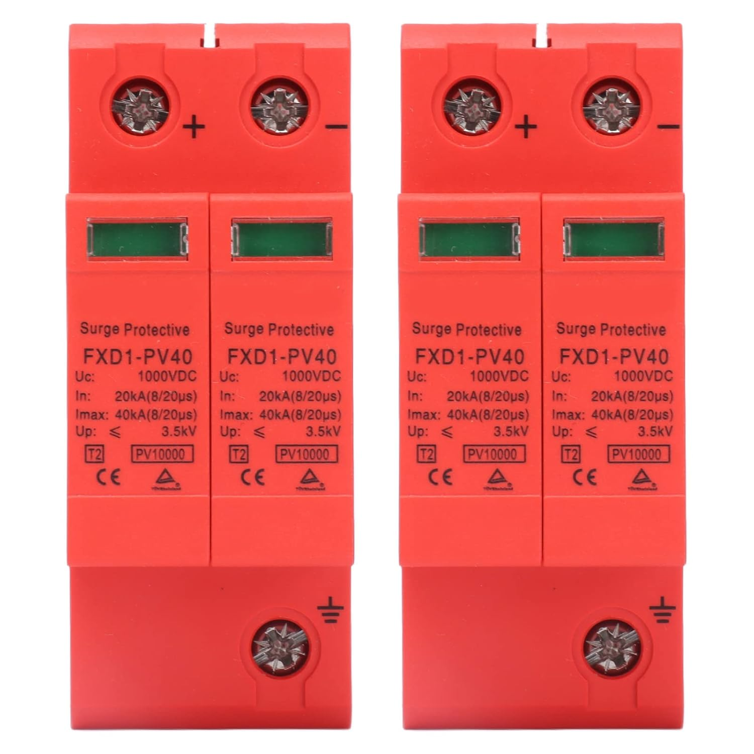 Hyuduo 2P SPD Protective Devices, 40Ka Maximum Discharge Current, Excellent Performance, Visual Window, PC Mystical/Fantasy Retardant Material, 2P Rail Installation, for 3.5Kv Voltage Level (#3) image number 1