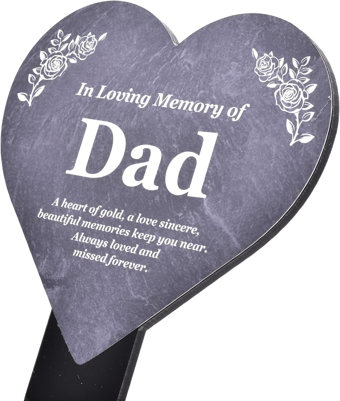 Dad Memorial Heart Shaped Plaque, Grave Marker - Printed with Remembrance Poem, Mounted on a Sturdy Acrylic Stake image number 3