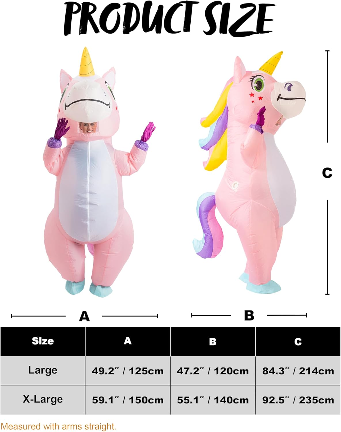 Spooktacular Creations Inflatable Costume Adult, Full Body Riding a Unicorn Blow up Costume for Halloween Inflatables Party - Blue image number 4