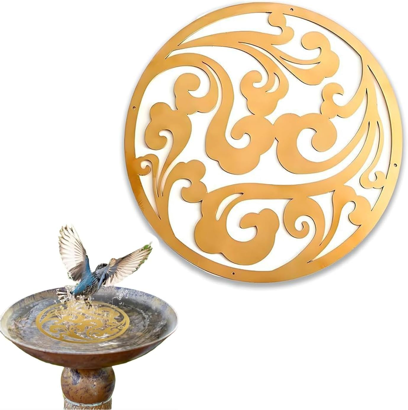 Yharnamite Copper Bird Bath Purification Disk, Pure Copper Cleaning Disk, Safe Water Tool, Natural Algae Control Accessory for Pond, Balcony, Outdoor